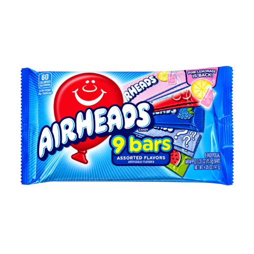 Airheads Assorted 9 Bars Shareable 141g - 15 Pack