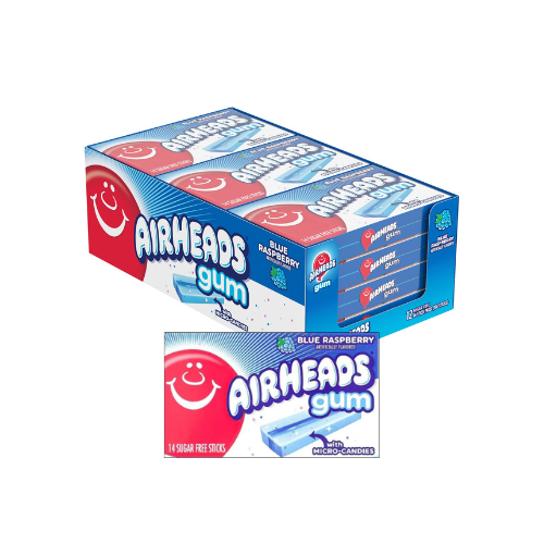 AirHeads Gum Blue Raspberry 14 Stick Pack 33.6g - 12 Pack