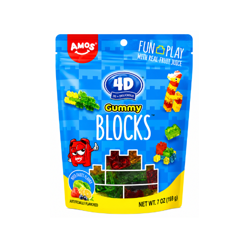 Amos 4D Creative Building Blocks Gummy Candy 198g - 12 Pack