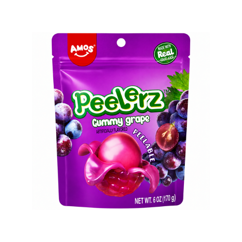 Amos Peelerz Gummy Grape 170g - 12 Pack
