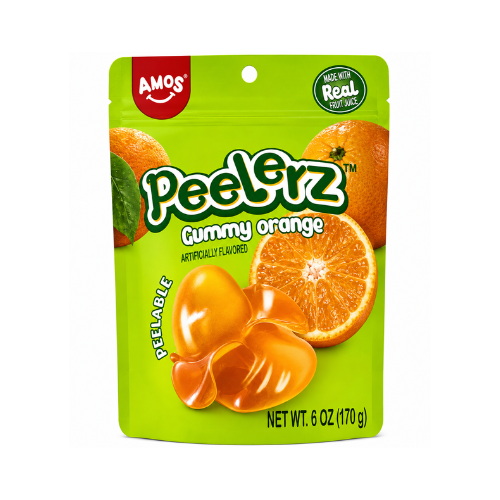 Amos Peelerz Gummy Orange 6oz - 12 Pack