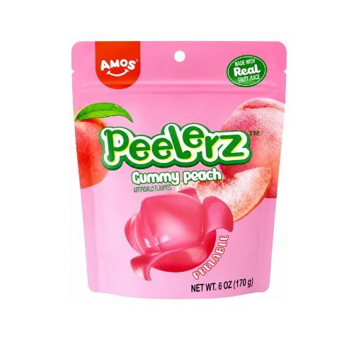 Amos Peelerz Gummy Peach Candies 170g - 12 Pack