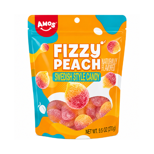 Amos Swedish Style Fizzy Peach 270g - 12 Pack