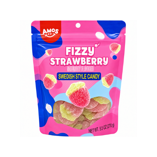 Amos Swedish Style Fizzy Strawberry 270g - 12 Pack