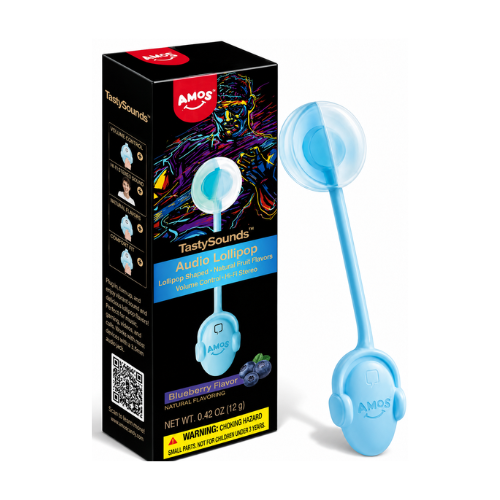 Amos TastySounds Audio Lollipop Blueberry 12g - 12 Pack