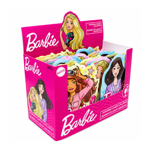 Barbie Popping Candy with Lollipop Dipper 13.8g - 24 Pack