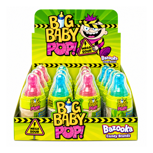 Bazooka Big Baby Pop Mega Sour 32g (UK) - 12 Pack