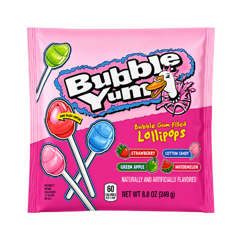 Bubble Yum Bubble Gum Filled Lollipops 249g - 6 Pack