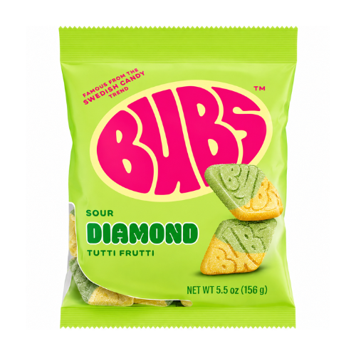 Bubs Sour Diamond Tutti Frutti 156g - 8 Pack