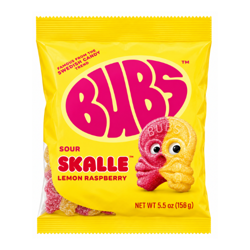 Bubs Sour Skull Lemon Raspberry 156g - 8 Pack