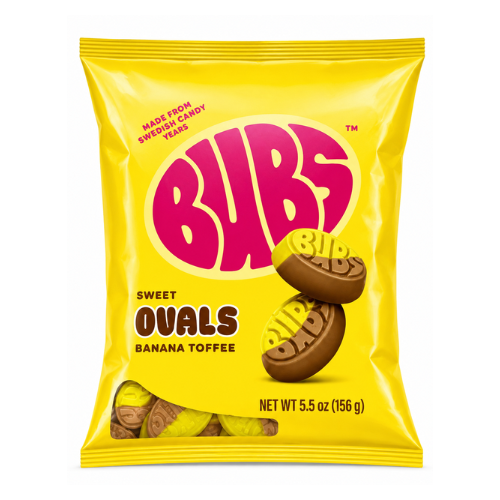 Bubs Sweet Ovals Banana Toffee 156g - 8 Pack