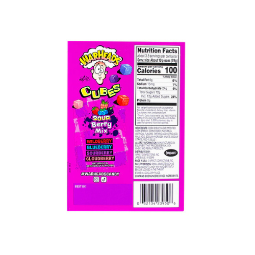 Warheads Sour Berry Mix Cubes 99g - 12 Pack