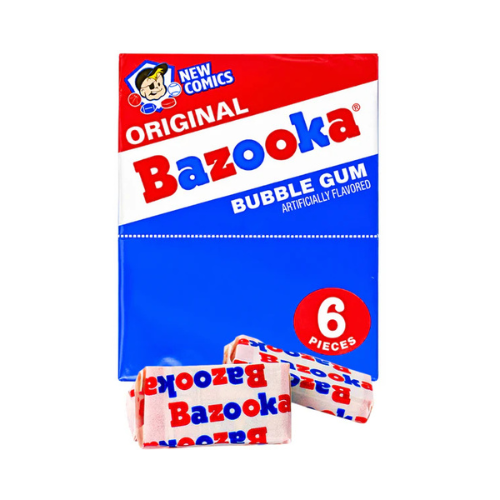 Bazooka Original Bubble Gum Throwback Mini Wallet Packs 36g - 12 Pack