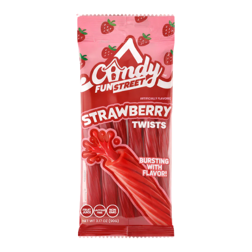 Candy Fun Street Strawberry Twists 90g - 12 Pack