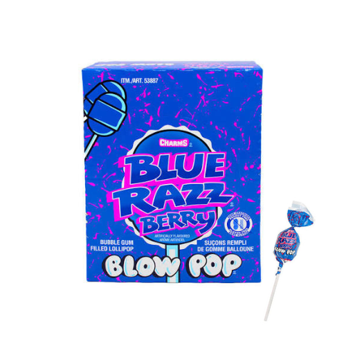 Charms Blow Pop Blue Razzberry 18g - 48 Lollipops