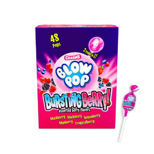 Charms Blow Pop Bursting Berry 18g - 48 Lollipops