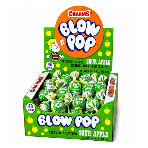 Charms Blow Pop Sour Apple 18g - 48 Lollipops