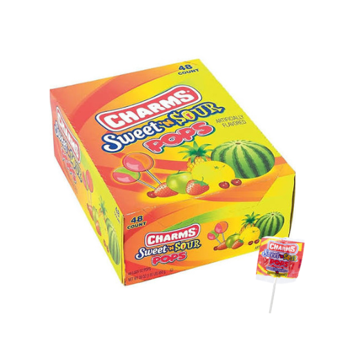 Charms Sweet N Sour Pops 18g - 48 Lollipops
