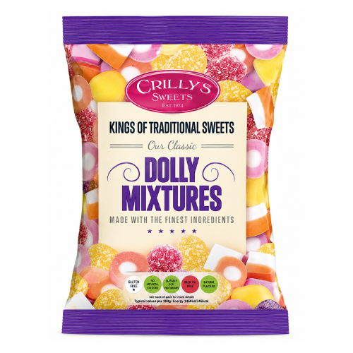 Crillys Sweets Dolly Mixtures - Kings of Traditional Sweets 91g - 16 Pack