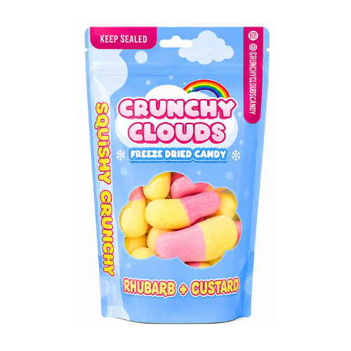 Crunchy Clouds Squashies Rhubarb & Custard 50g (UK) - 10 Pack