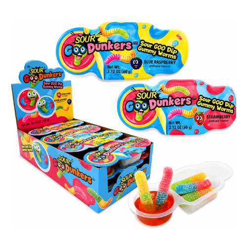 Goo Dunkers Sour Dip Gummy Worms 60ml - 12 Pack