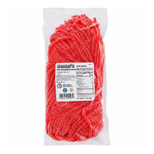 Gustaf's Sour Strawberry Licorice Laces 2lb - 1 Bag