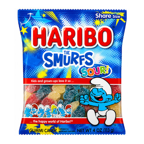 Haribo The Smurfs Sour Gummi Candy 113g - 12 Pack