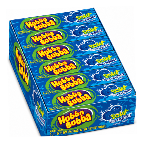Hubba Bubba Max Sour Blue Raspberry 30g - 18 Packs of 5 pieces