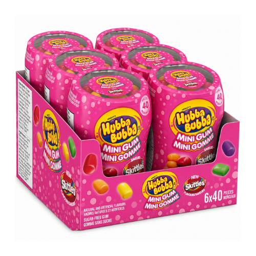 Hubba Bubba Mini Gum Skittles 40 Pieces 80g - 6 Pack