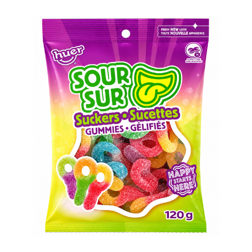 Huer Gummy Sour Suckers 120g - 24 Pack