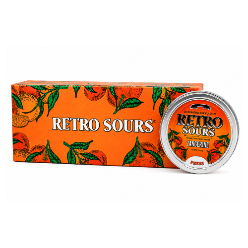 Iconic Retro Sours Tangerine Tin 60g - 8 Pack