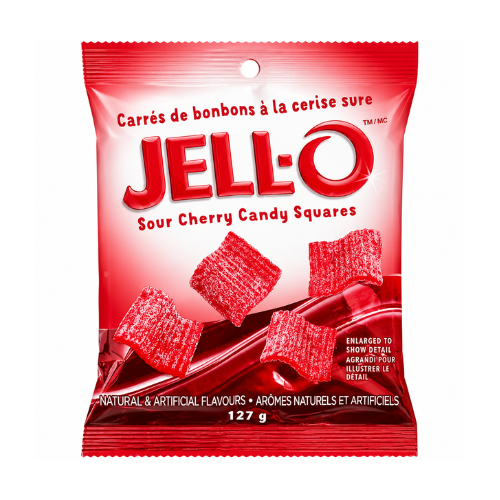 Jello Sour Cherry Candy Squares 127g - 12 Pack