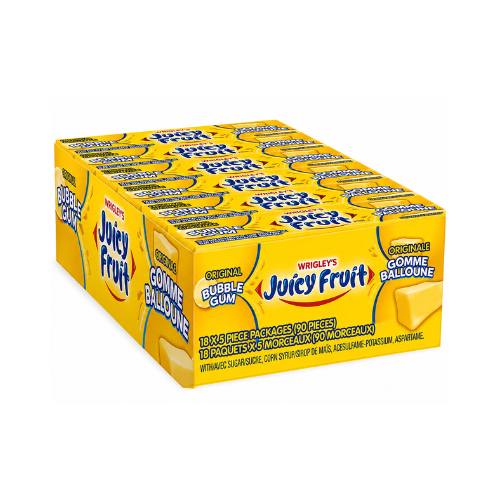 Juicy Fruit Bubble Gum 5pcs 40g - 18 Pack