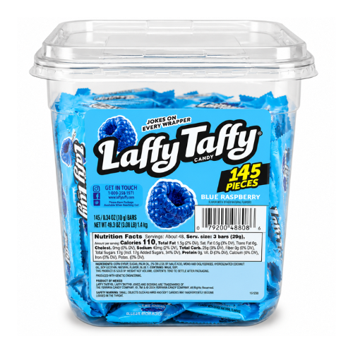 Laffy Taffy Blue Raspberry Candy 145 Pieces - 1 Tub