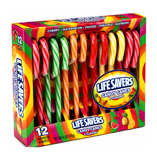 Lifesavers Candy Canes Fruit Variety 12 Pieces - 12 Pack