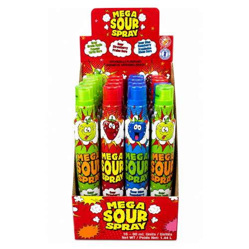 Mega Sour Spray Bottles 90ml - 12 Pack