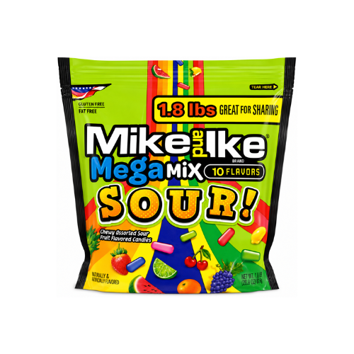 Mike and Ike Mega Mix Sour Bag 816g - 6 Pack