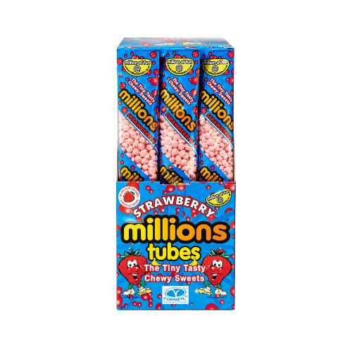 Millions Strawberry Tubes UK 66g - 12 Pack