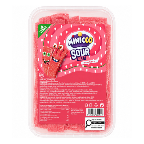 Minicco Sour Belt Strawberry 200g (Turkey) - 6 Tub