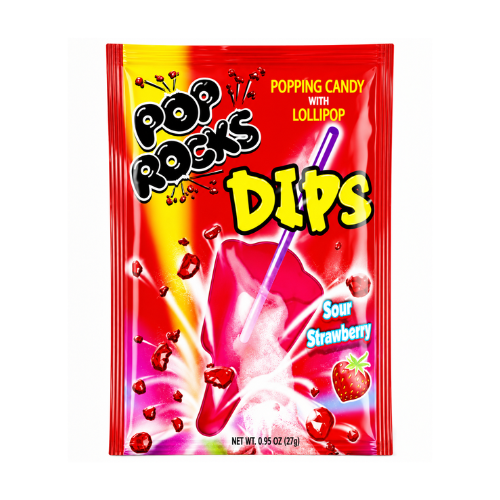 Pop Rocks Dips Sour Strawberry Popping Candy 18g - 18 Pack