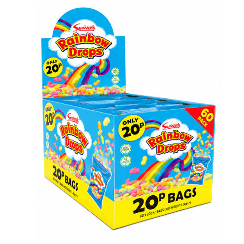 Swizzels Rainbow Drops 10g (60 Count) - 1 Box (UK)