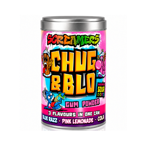 Screamers Chug & Blo Gum Powder 3 Flavors 55g - 12 Pack