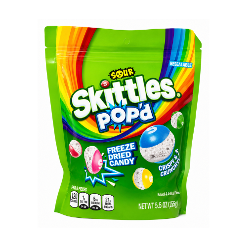 Skittles Pop'd Sour Freeze Dried Pouch 155g - 8 Pack