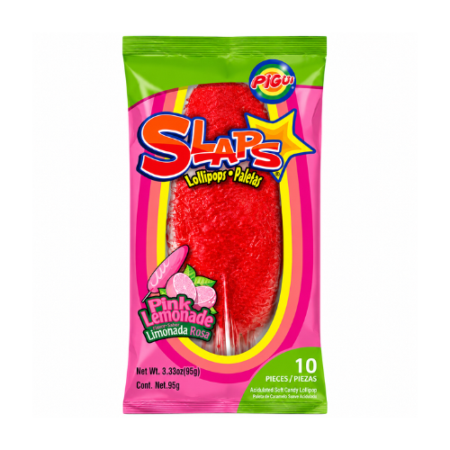 Slaps Pink Lemonade Lollipops 95g - 24 Pack