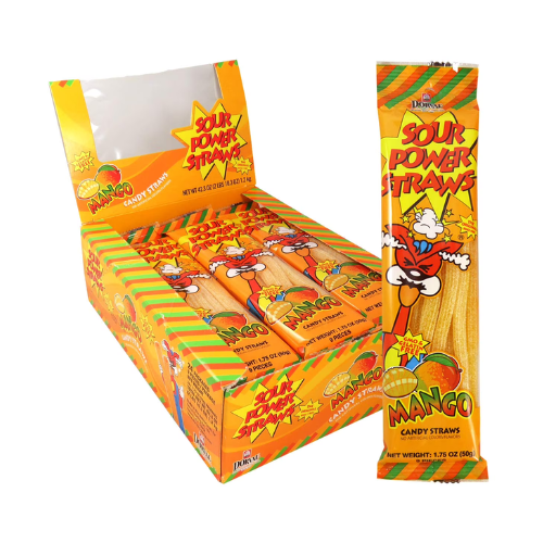Sour Power Straws Mango 50g - 24 Pack