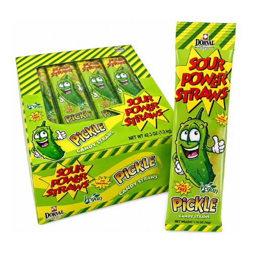 Sour Power Straws Pickle 1.75oz - 24 Pack