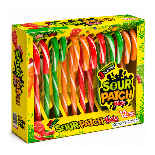 Sour Punch Candy Canes 12 pieces - 12 Pack