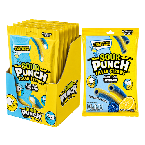 Sour Punch Filled Straws Blue Raz Lemonade 5oz - 12 Pack