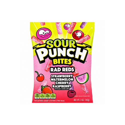 Sour Punch Mini Bites Rad Reds Pouch 142g - 12 Pack