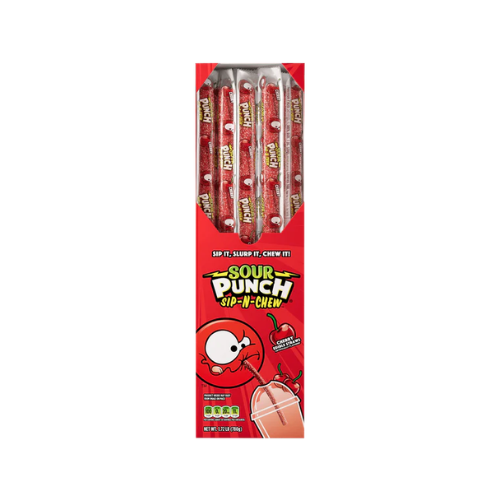Sour Punch Sip-n-Chew Cherry Straws 26g - 30 Pack
